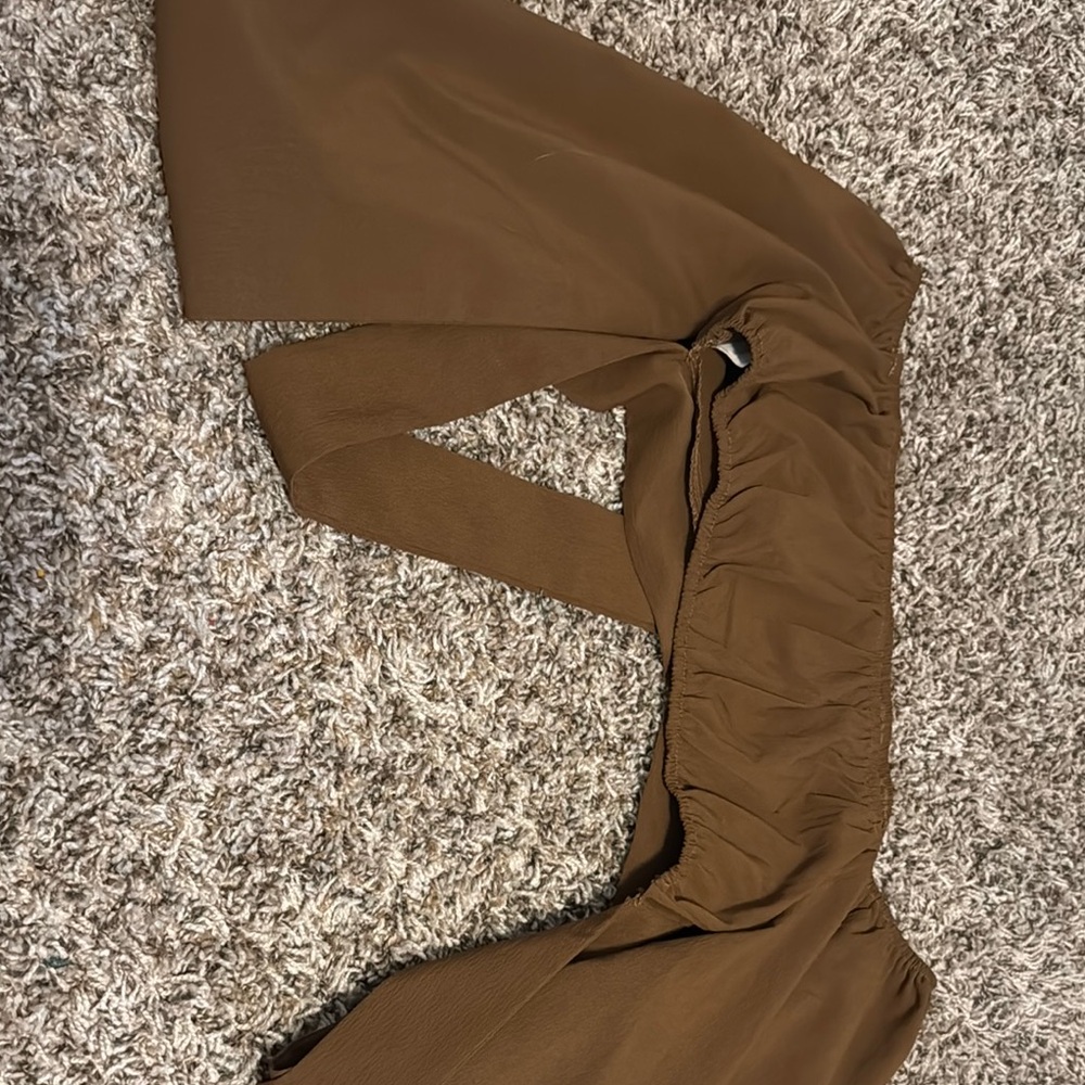 Brown Off-Shoulder Crop Top